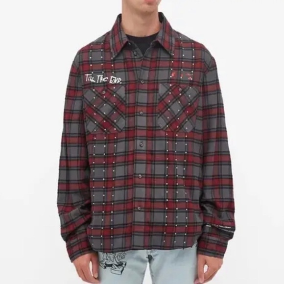 New END x Off-White Till The End Men's Long Sleeve Flannel Shirt